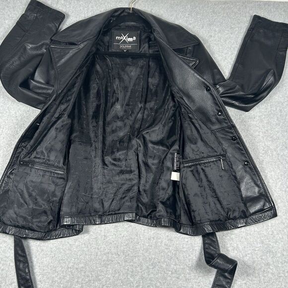 VINTAGE Maxima Wilsons Leather Jacket Adult Black Button Moto‎ Biker Womens Med - Picture 5 of 12
